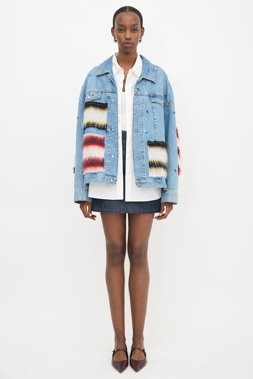 Marni Denim Appliqué Floral Jacket