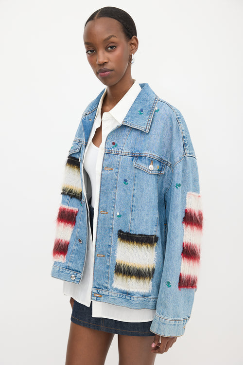 Marni Denim Appliqué Floral Jacket