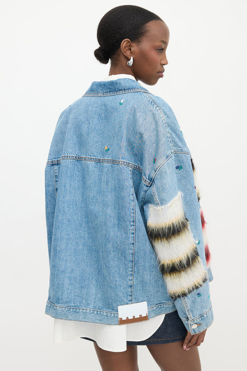 Marni Denim Appliqué Floral Jacket