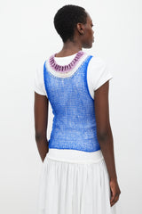 Marni Electric Blue & Multi Cashmere Cutout Top