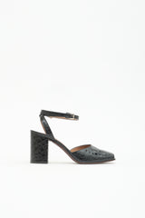 Marni Embossed Leather Peep Toe Heel