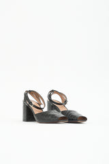 Marni Embossed Leather Peep Toe Heel