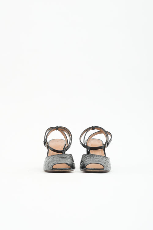 Marni Embossed Leather Peep Toe Heel