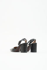 Marni Embossed Leather Peep Toe Heel