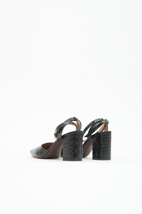 Marni Embossed Leather Peep Toe Heel
