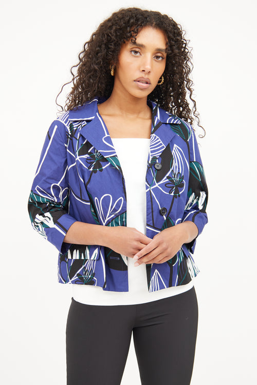 Marni Blue Multi Floral Print Jacket