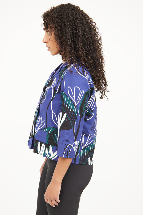 Marni Blue Multi Floral Print Jacket