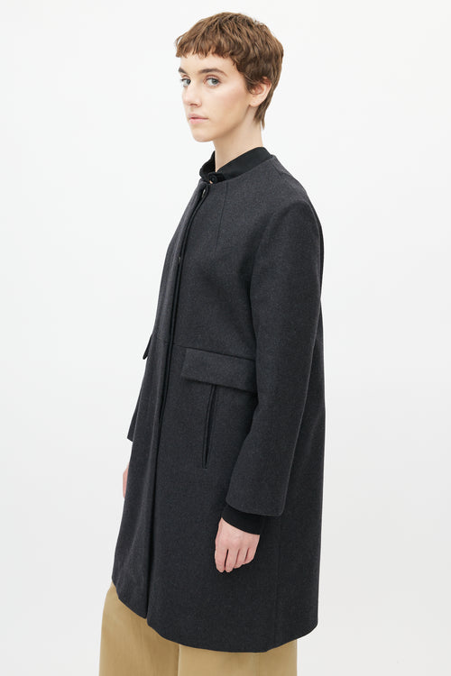 Marni Fall 2013 Dark Grey Wool Collarless Coat