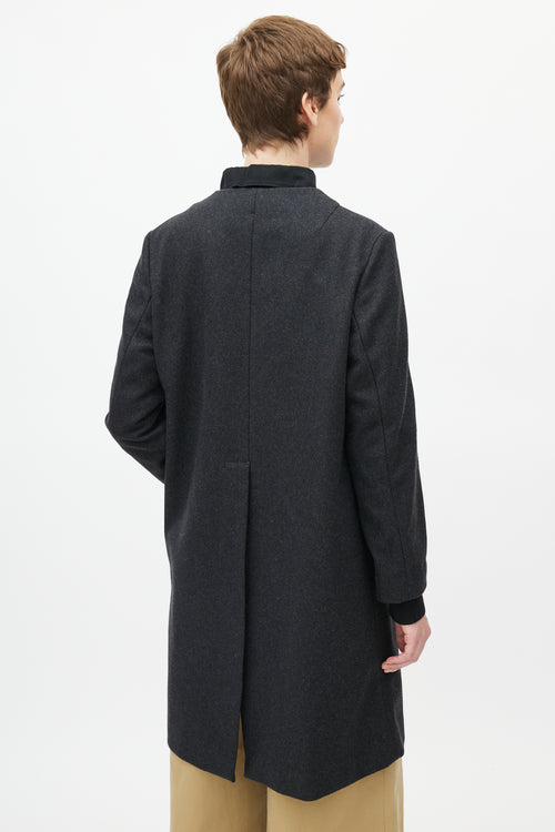 Marni Fall 2013 Dark Grey Wool Collarless Coat