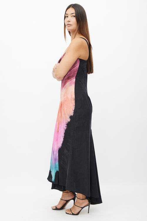 Marni Fall 2021 Black & Multi Silk Ombre Corset Dress