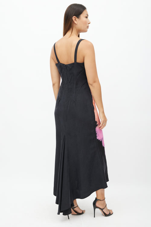 Marni Fall 2021 Black & Multi Silk Ombre Corset Dress