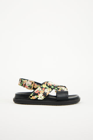 Marni Leather Floral Fussbett Sandal