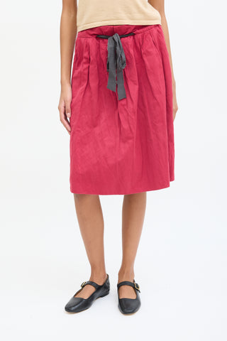 Marni Pink Cotton Tie Midi Skirt