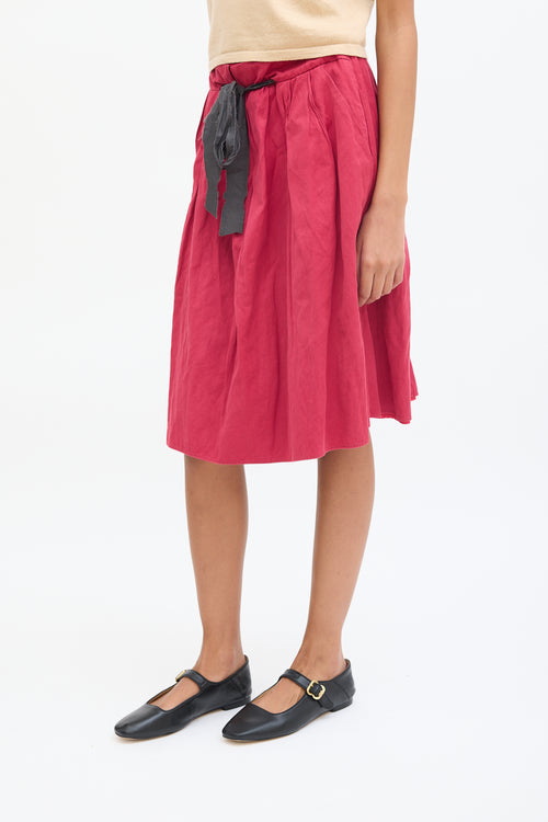 Marni Pink Cotton Tie Midi Skirt