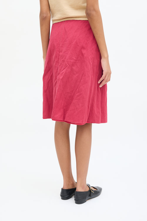 Marni Pink Cotton Tie Midi Skirt