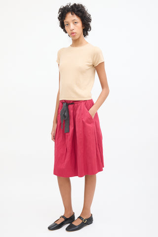 Marni Pink Cotton Tie Midi Skirt