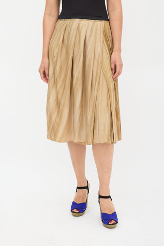 Marni Gold Marbled Pleated Skirt