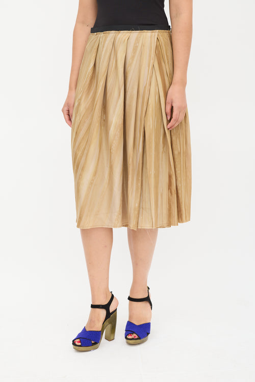 Marni Gold Marbled Pleated Skirt