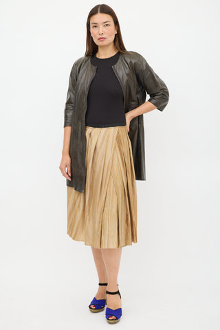 Marni Gold Marbled Pleated Skirt