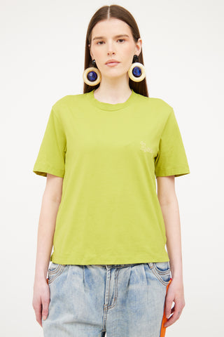 Marni Green Cotton Logo T-Shirt