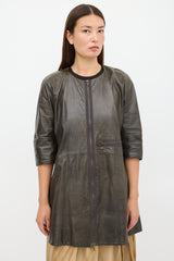 Marni Green Leather Panelled Dress