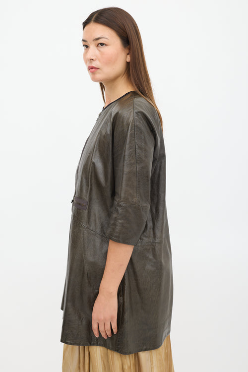 Marni Green Leather Panelled Dress