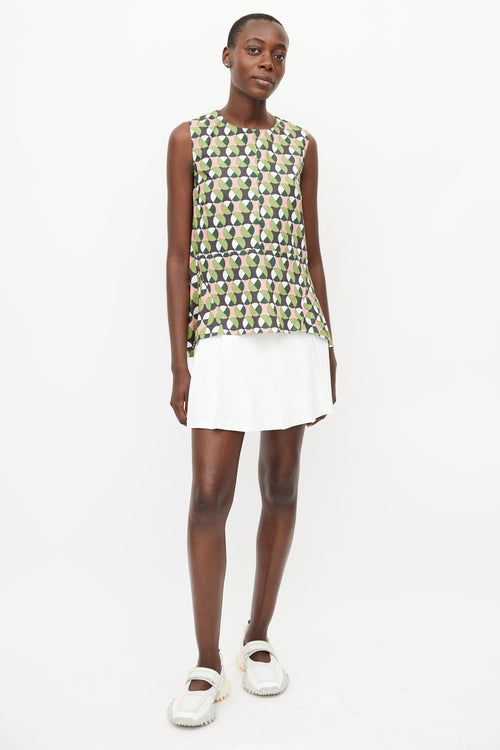 Marni Green & Multicolour Geometric Print Top