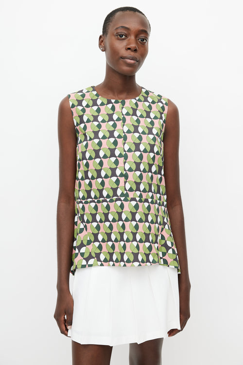 Marni Green & Multicolour Geometric Print Top