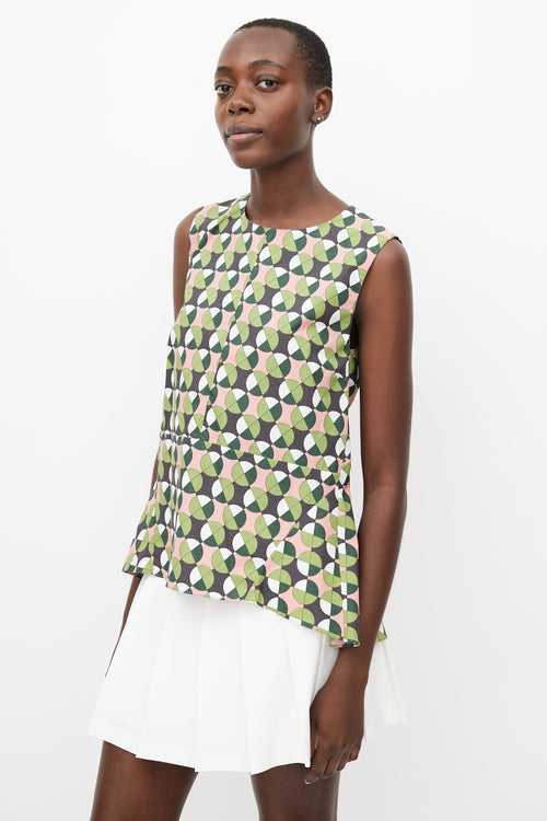 Marni Green & Multicolour Geometric Print Top