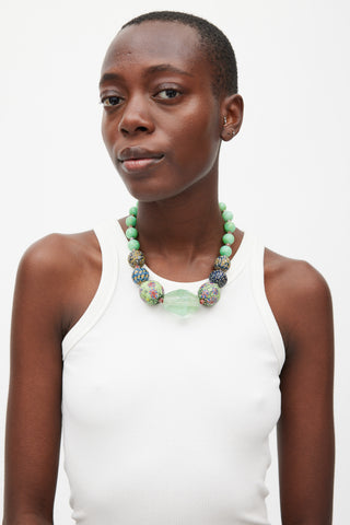 Green & Multicolour Chunky Crystal Beaded Necklace