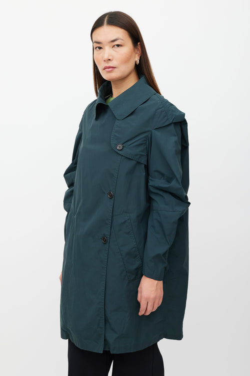 Marni Green Nylon Blend Trench Coat