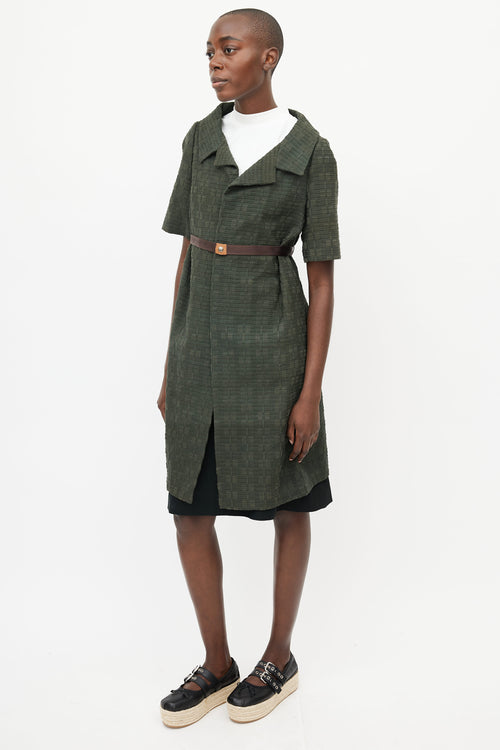 Marni Green Woven Belted Coat