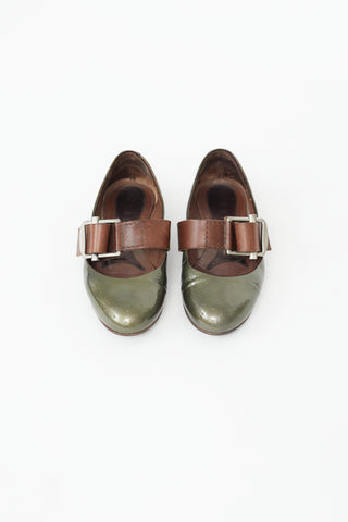 Marni Green Patent Leather Buckle Ballet Flat