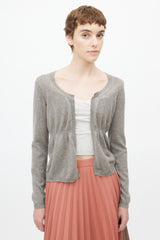 Marni Grey Cashmere Open Cropped Cardigan
