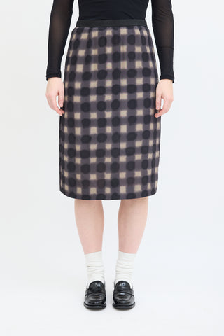 Marni Grey & Multi Polka Dot Checkered Skirt