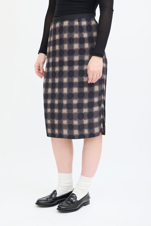 Marni Grey & Multi Polka Dot Checkered Skirt