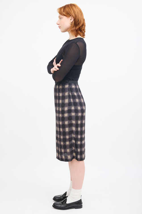 Marni Grey & Multi Polka Dot Checkered Skirt