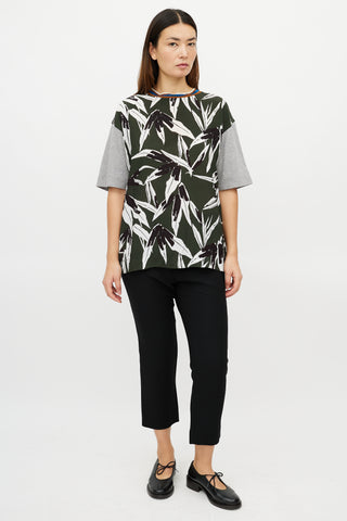 Marni Grey & Multicolour Leaf T-Shirt