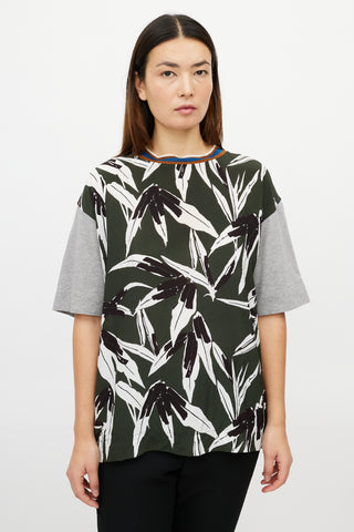 Marni Grey & Multicolour Leaf T-Shirt