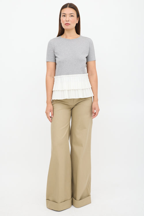 Marni Grey & White Pleated T-Shirt