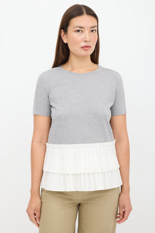 Marni Grey & White Pleated T-Shirt