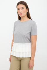 Marni Grey & White Pleated T-Shirt