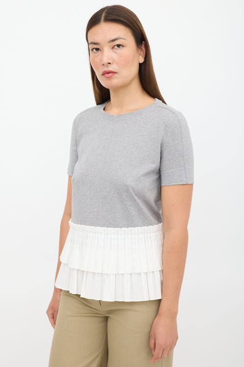 Marni Grey & White Pleated T-Shirt