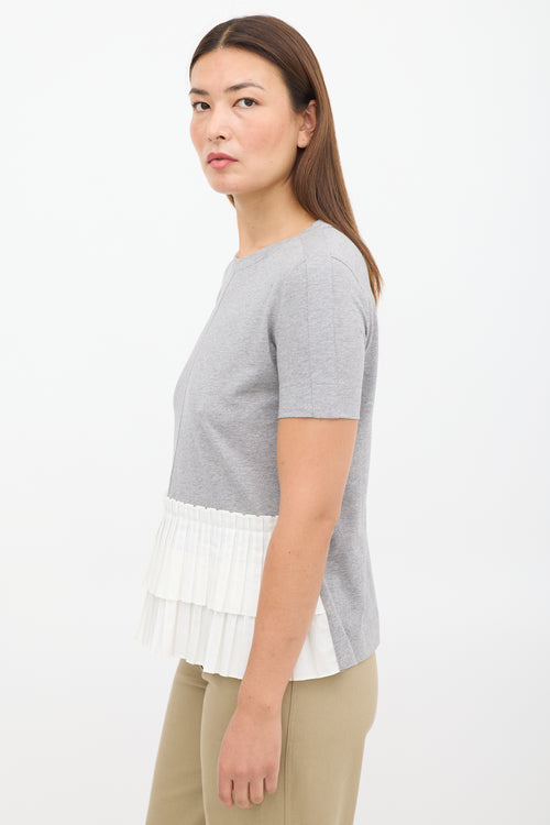 Marni Grey & White Pleated T-Shirt