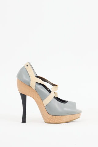 Marni Grey & Black Leather Platform Heel