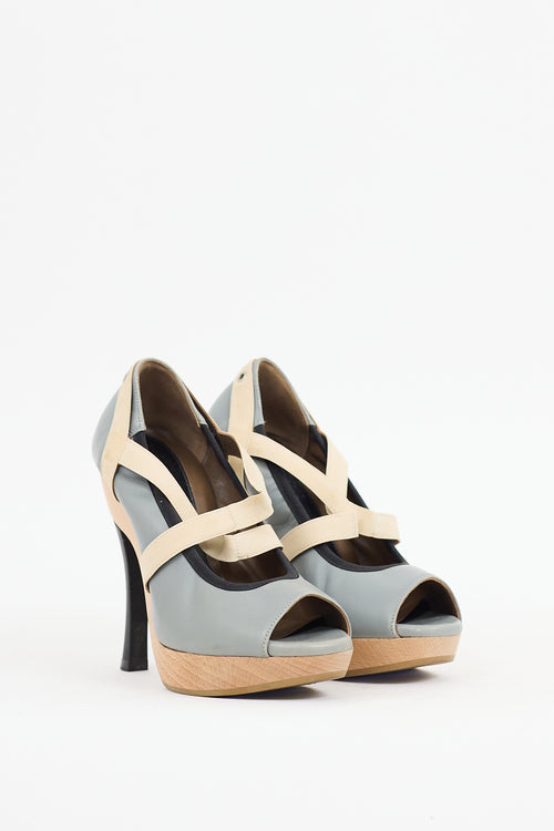 Marni Grey & Black Leather Platform Heel