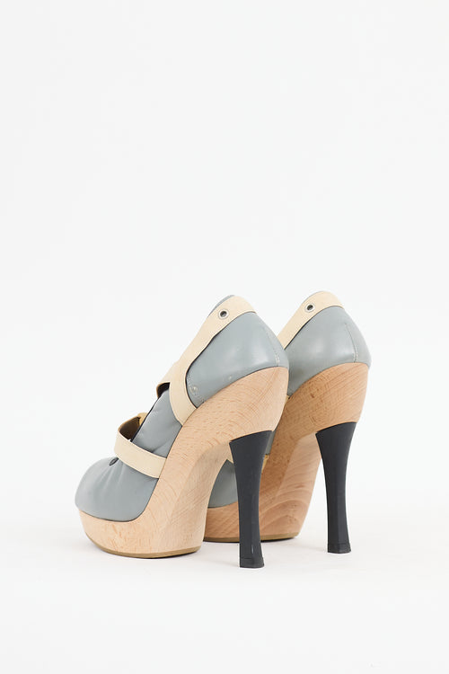 Marni Grey & Black Leather Platform Heel