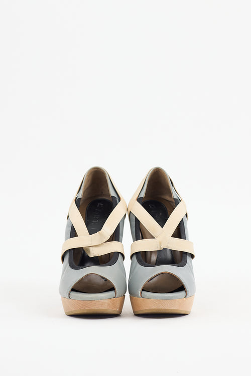 Marni Grey & Black Leather Platform Heel