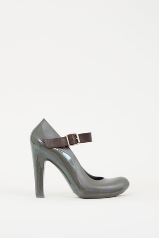 Marni Grey & Brown Rubber Mary Jane Pump