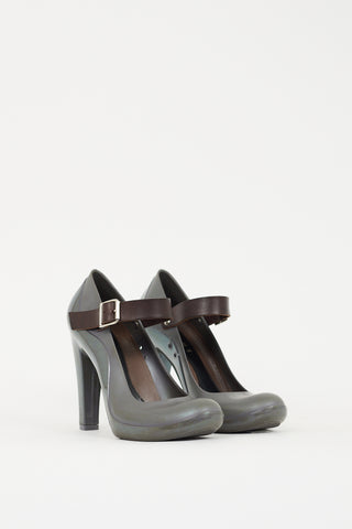 Marni Grey & Brown Rubber Mary Jane Pump